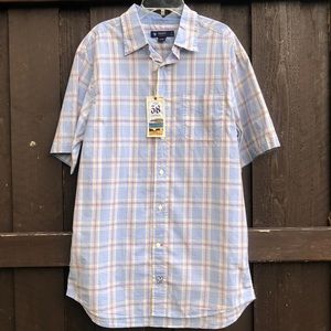 NWT Daniel Cremieux Collection blue plaid short sleeve button-up shirt
